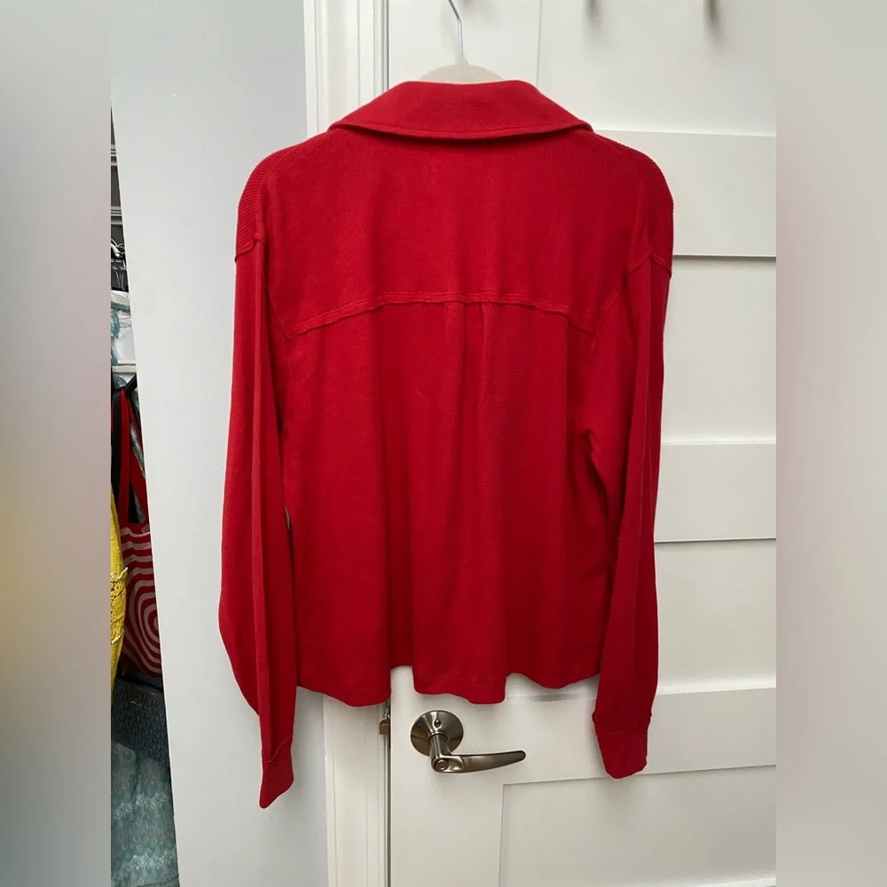 Grey State Harper red long sleeve Moda waffle blouse - Picture 4 of 6